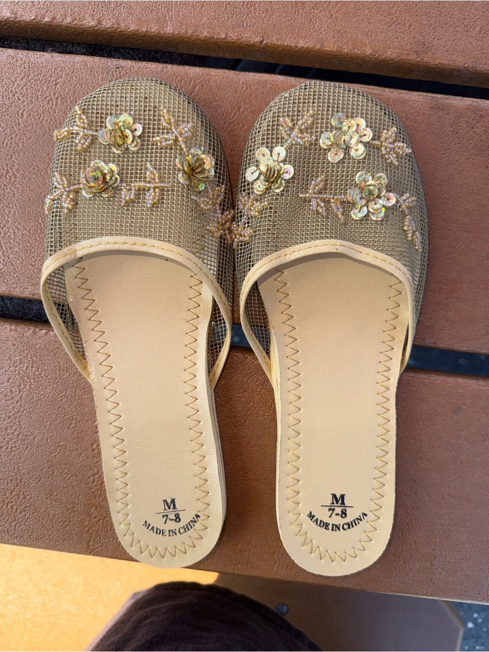 Gold Embellished Slip-On Women’s Mules